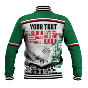 Personalized Sudan Baseball Jacket Secretary Bird With Typography Patterns - African Pride