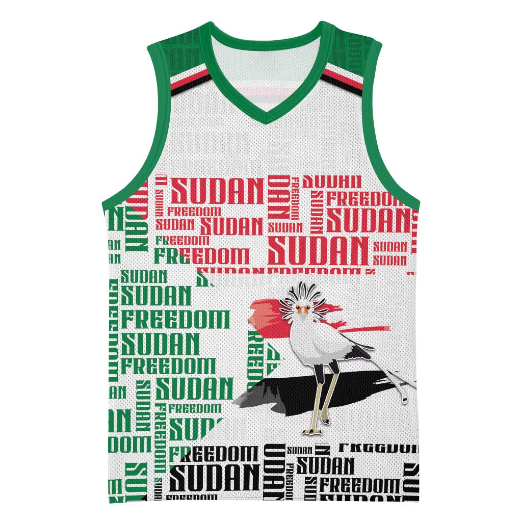 Personalized Sudan Basketball Jersey Secretary Bird With Typography Patterns - African Pride