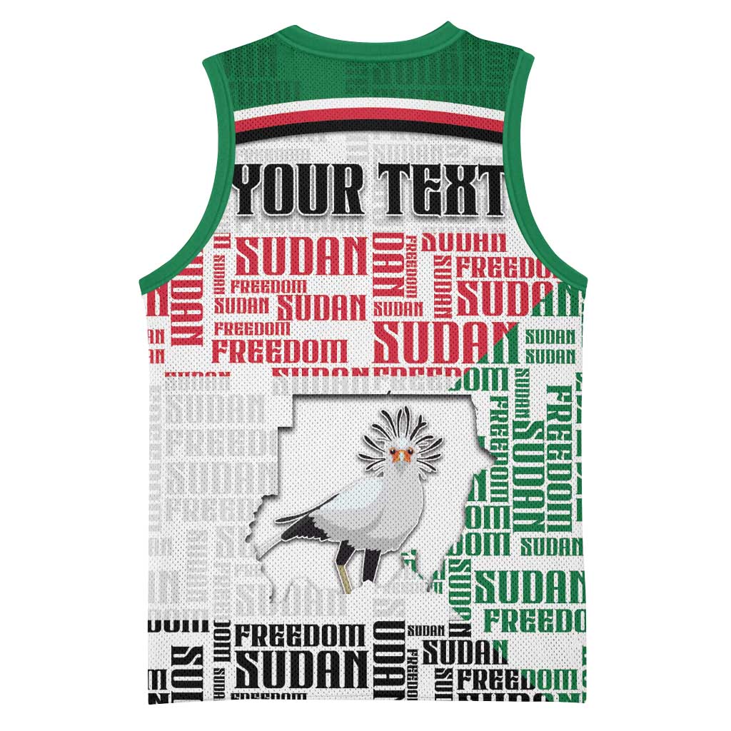 Personalized Sudan Basketball Jersey Secretary Bird With Typography Patterns - African Pride