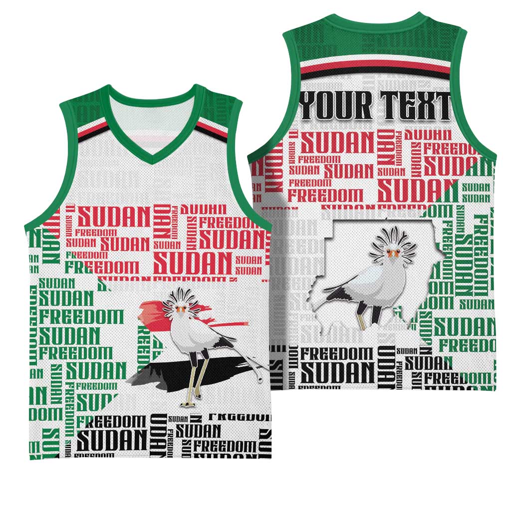 Personalized Sudan Basketball Jersey Secretary Bird With Typography Patterns - African Pride