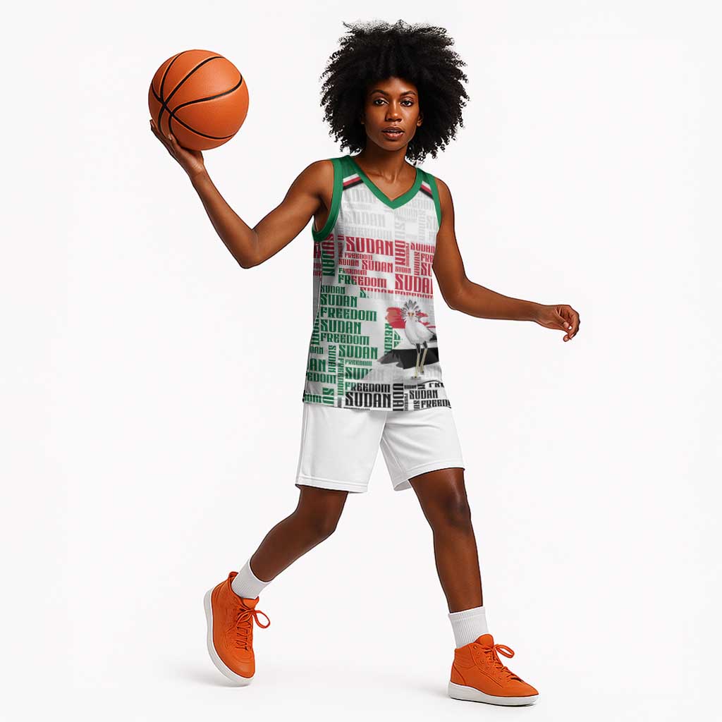 Personalized Sudan Basketball Jersey Secretary Bird With Typography Patterns - African Pride