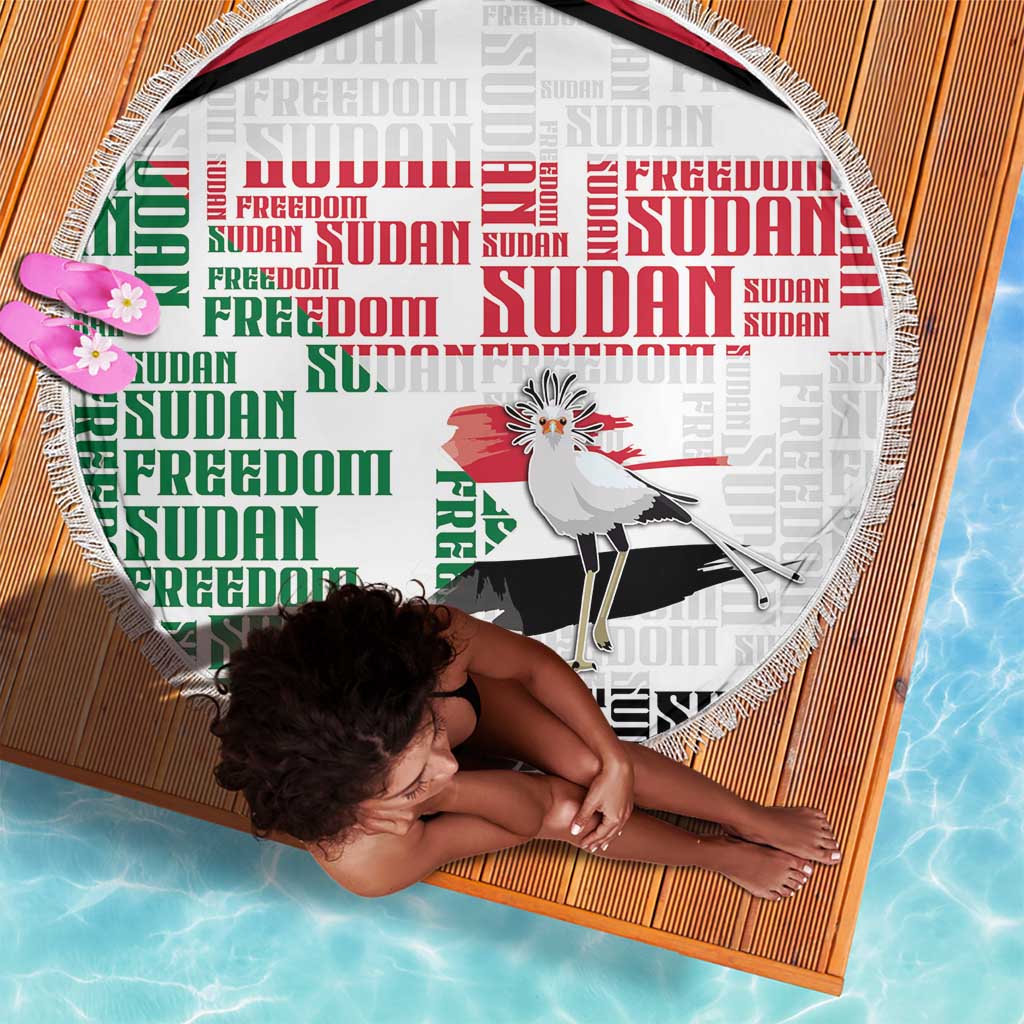 Sudan Beach Blanket Secretary Bird With Typography Patterns - African Pride