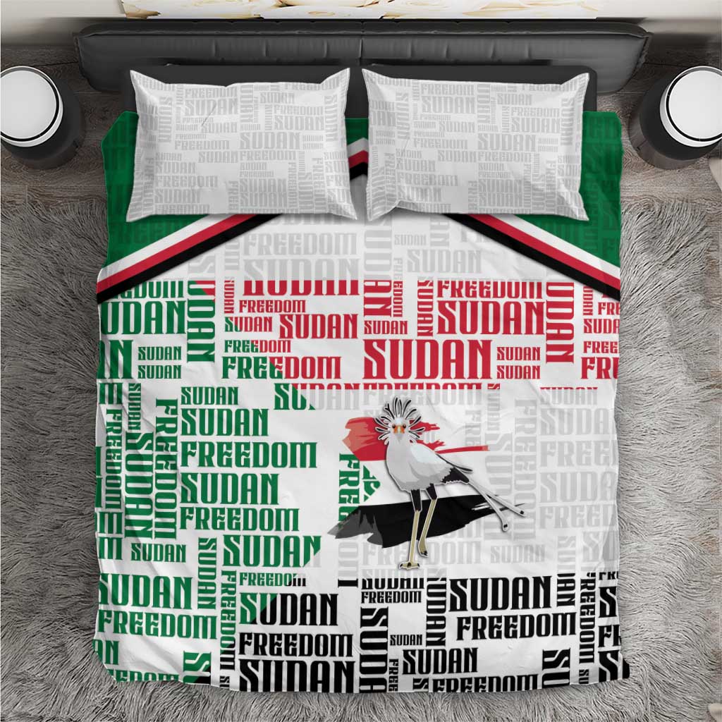 Sudan Bedding Set Secretary Bird With Typography Patterns - African Pride
