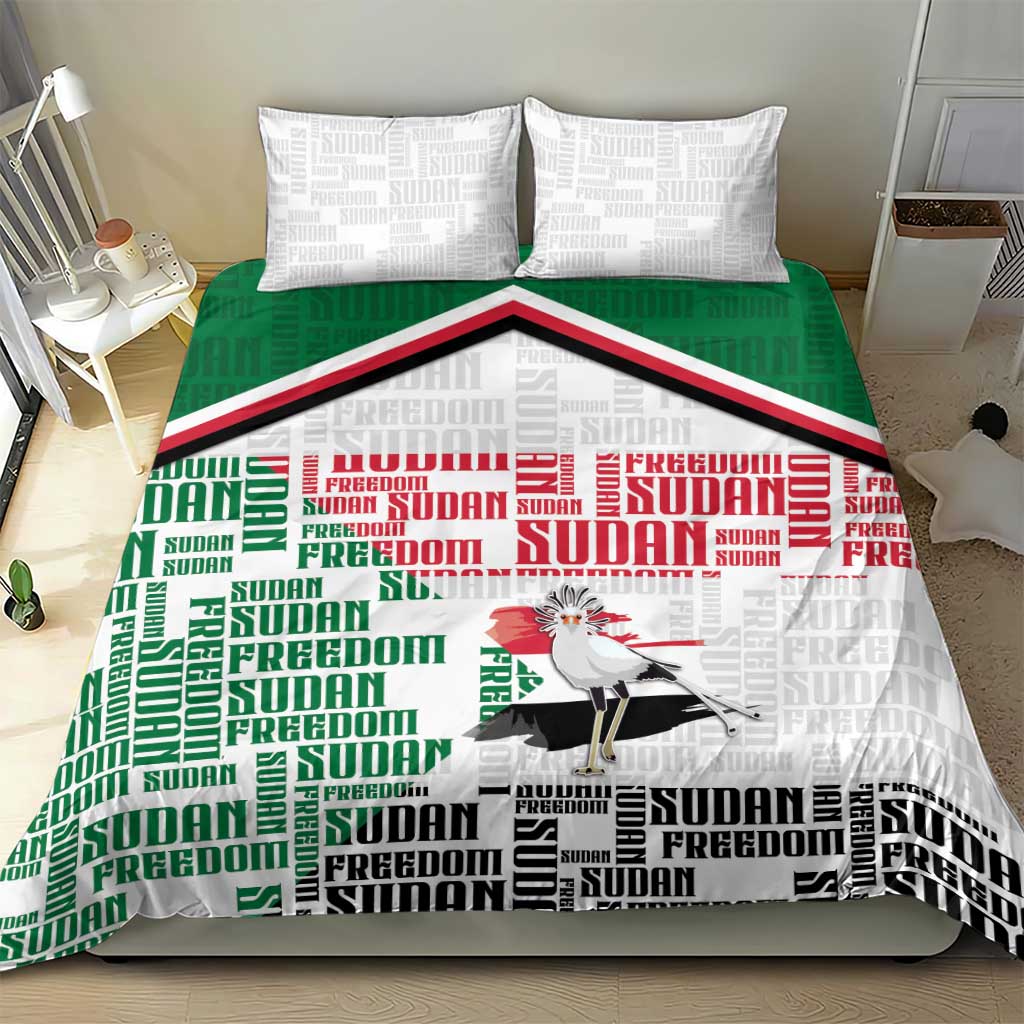 Sudan Bedding Set Secretary Bird With Typography Patterns - African Pride