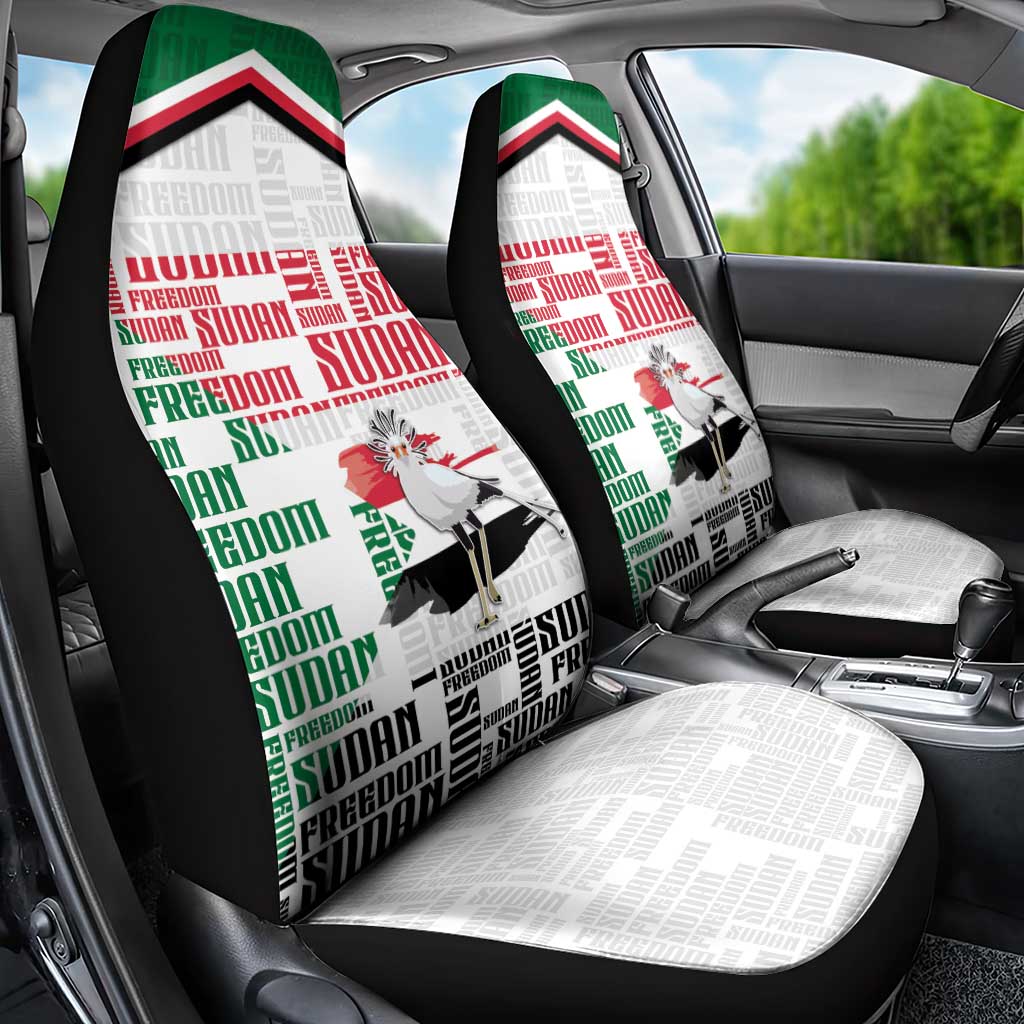 Sudan Car Seat Cover Secretary Bird With Typography Patterns - African Pride