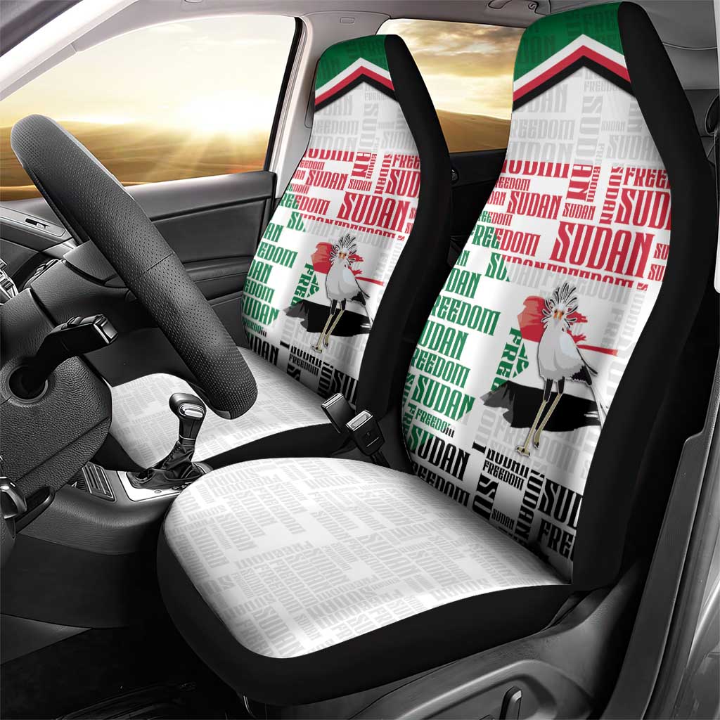 Sudan Car Seat Cover Secretary Bird With Typography Patterns - African Pride