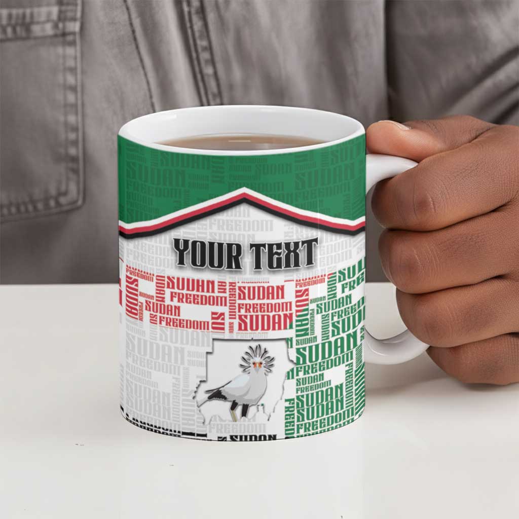 Personalized Sudan Ceramic Mug Secretary Bird With Typography Patterns - African Pride