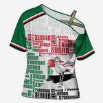 Personalized Sudan Cross Shoulder Shirt Secretary Bird With Typography Patterns - African Pride
