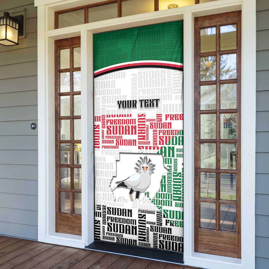 Personalized Sudan Door Cover Secretary Bird With Typography Patterns - African Pride