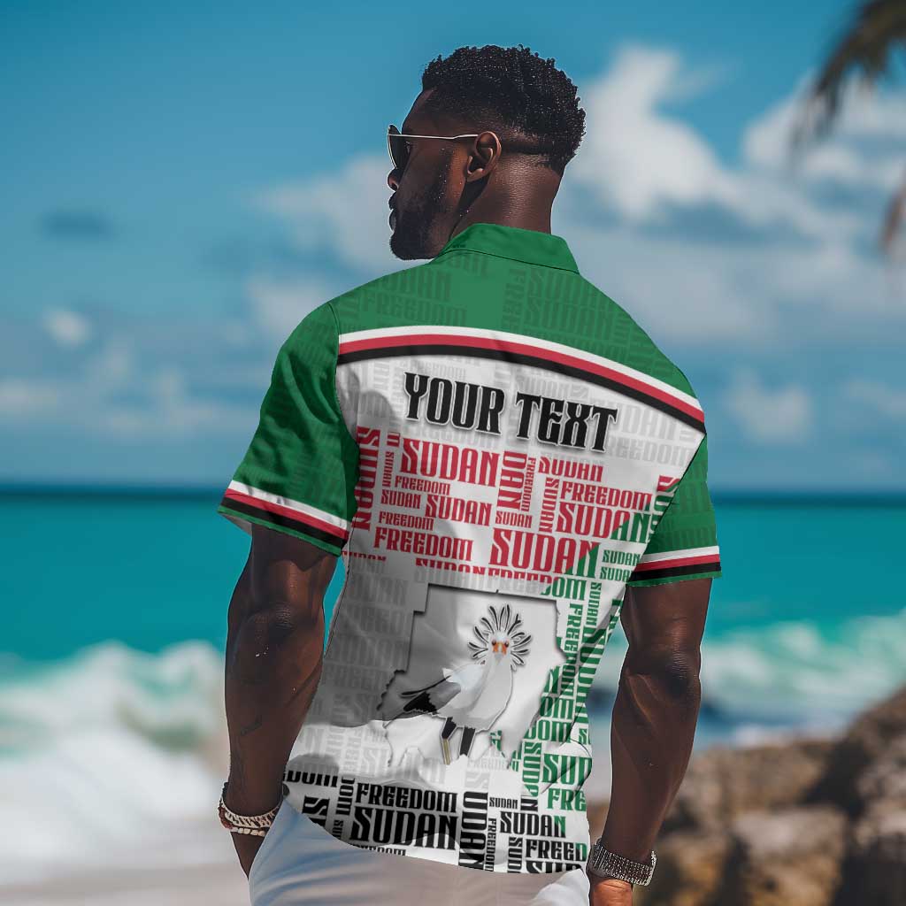 Personalized Sudan Hawaiian Shirt Secretary Bird With Typography Patterns - African Pride