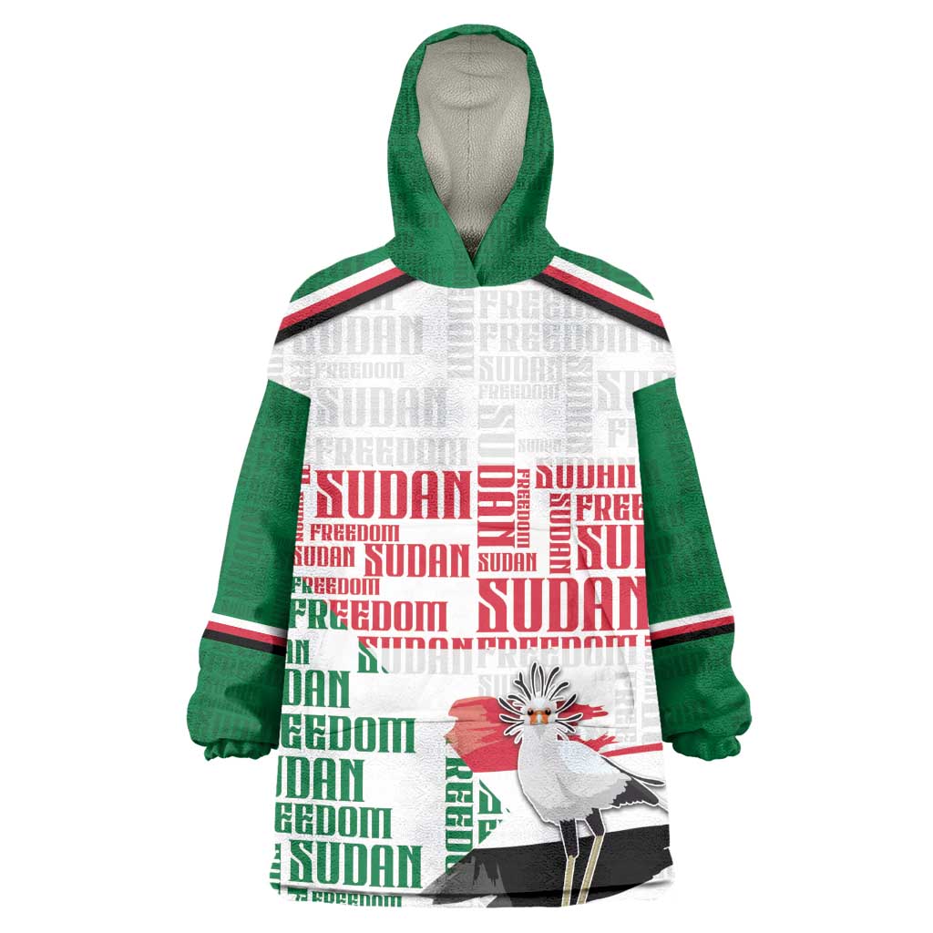 Personalized Sudan Kid Wearable Blanket Hoodie Secretary Bird With Typography Patterns - African Pride