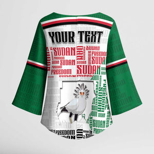 Personalized Sudan Kimono Sleeve Blouse Secretary Bird With Typography Patterns - African Pride
