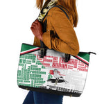 Sudan Leather Tote Bag Secretary Bird With Typography Patterns - African Pride
