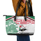 Sudan Leather Tote Bag Secretary Bird With Typography Patterns - African Pride