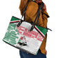 Sudan Leather Tote Bag Secretary Bird With Typography Patterns - African Pride
