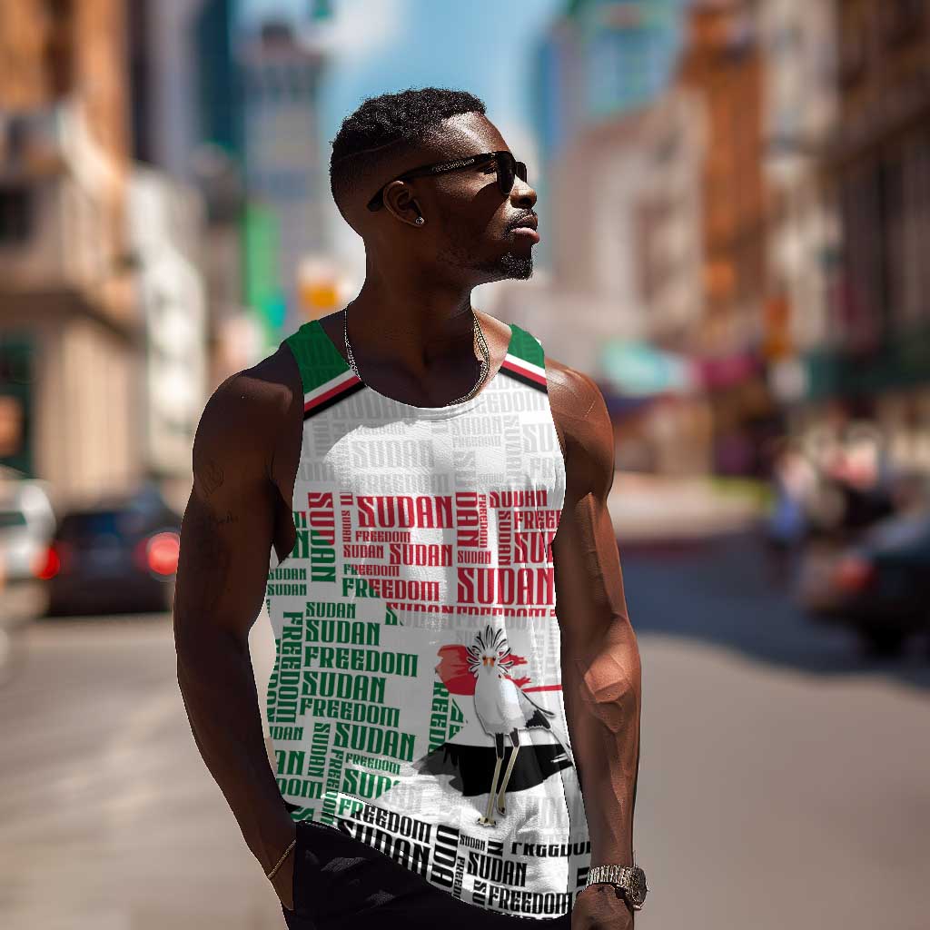 Personalized Sudan Men Tank Top Secretary Bird With Typography Patterns - African Pride