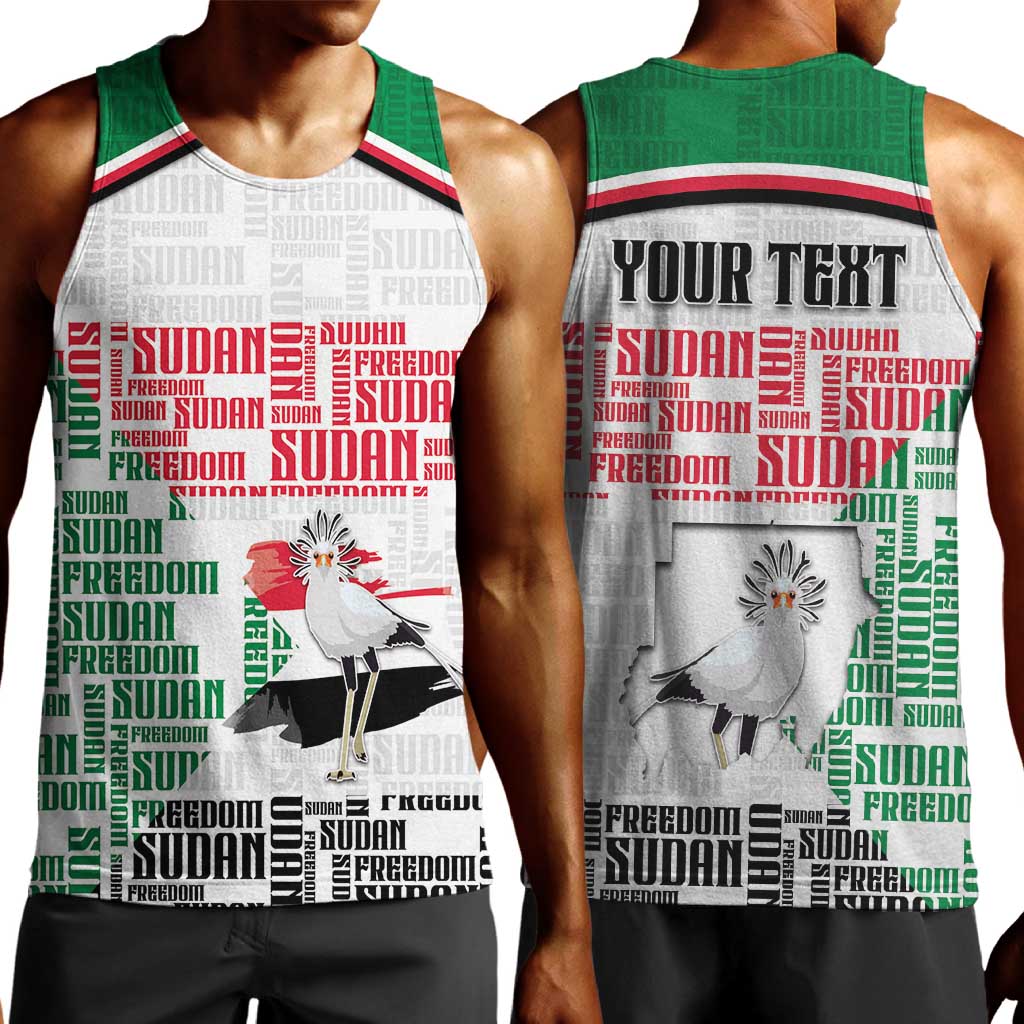 Personalized Sudan Men Tank Top Secretary Bird With Typography Patterns - African Pride