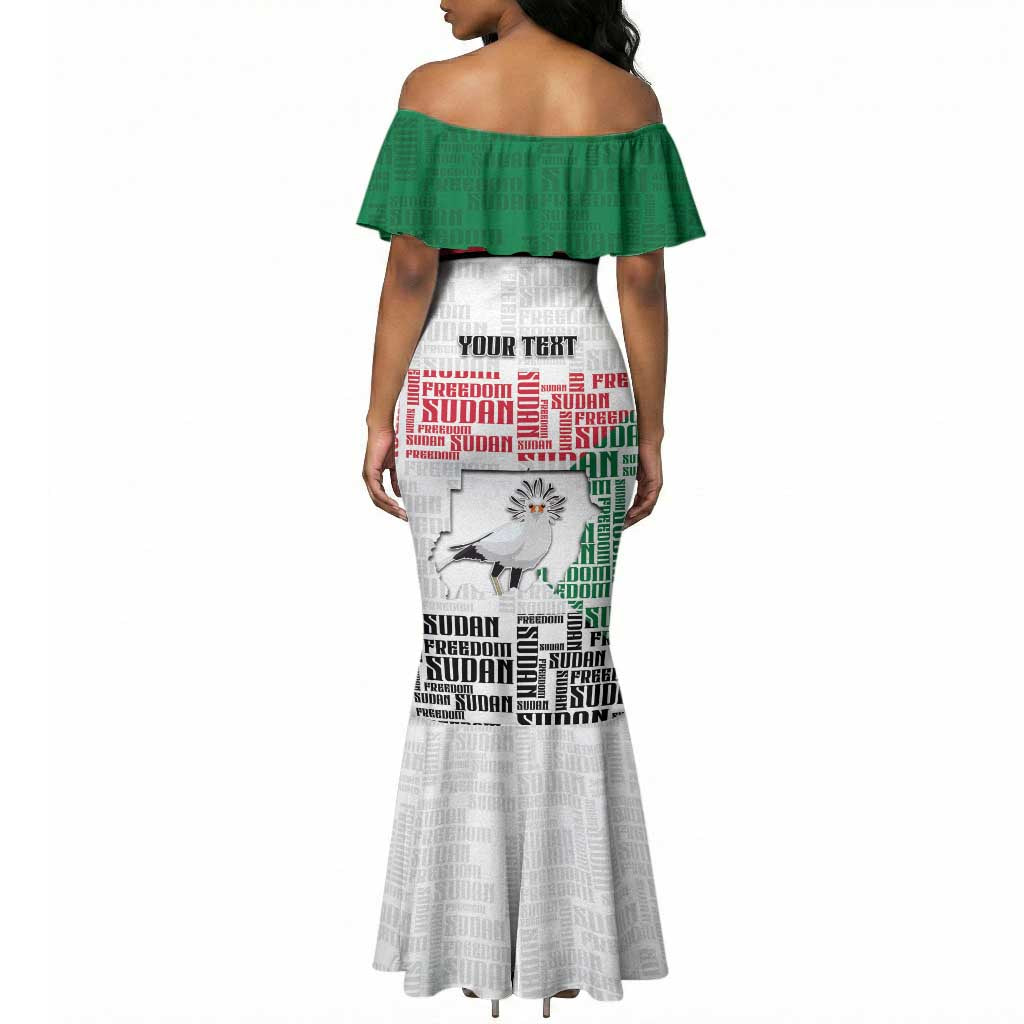 Personalized Sudan Mermaid Dress Secretary Bird With Typography Patterns - African Pride