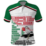 Personalized Sudan Polo Shirt Secretary Bird With Typography Patterns - African Pride