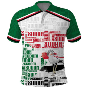 Personalized Sudan Polo Shirt Secretary Bird With Typography Patterns - African Pride