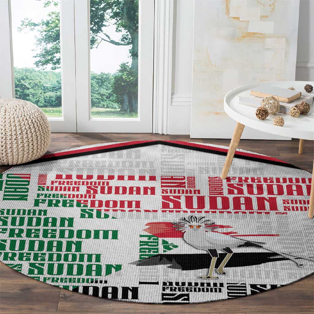 Sudan Round Carpet Secretary Bird With Typography Patterns - African Pride