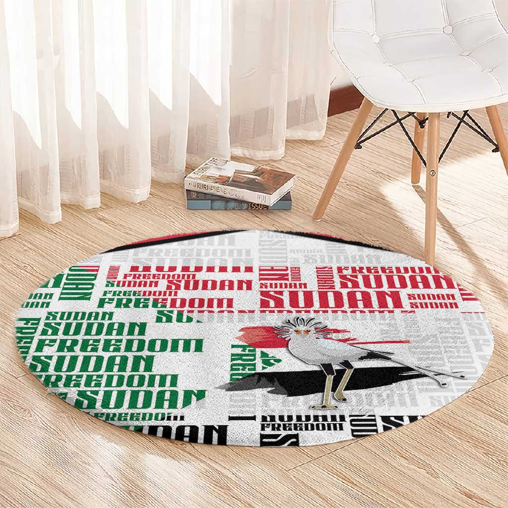 Sudan Round Carpet Secretary Bird With Typography Patterns - African Pride