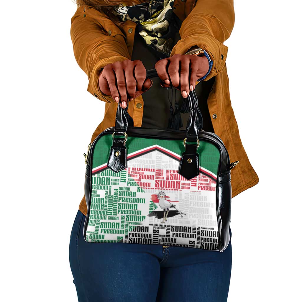 Sudan Shoulder Handbag Secretary Bird With Typography Patterns - African Pride