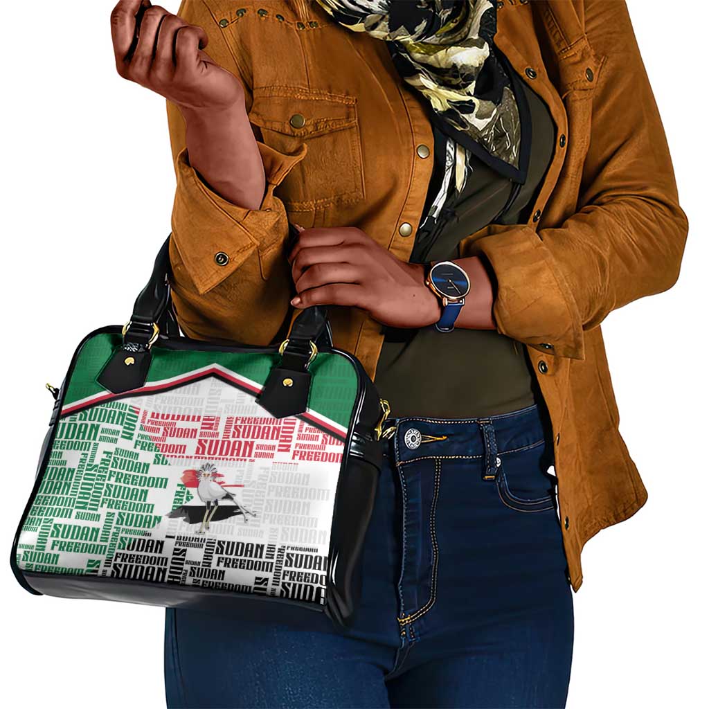 Sudan Shoulder Handbag Secretary Bird With Typography Patterns - African Pride