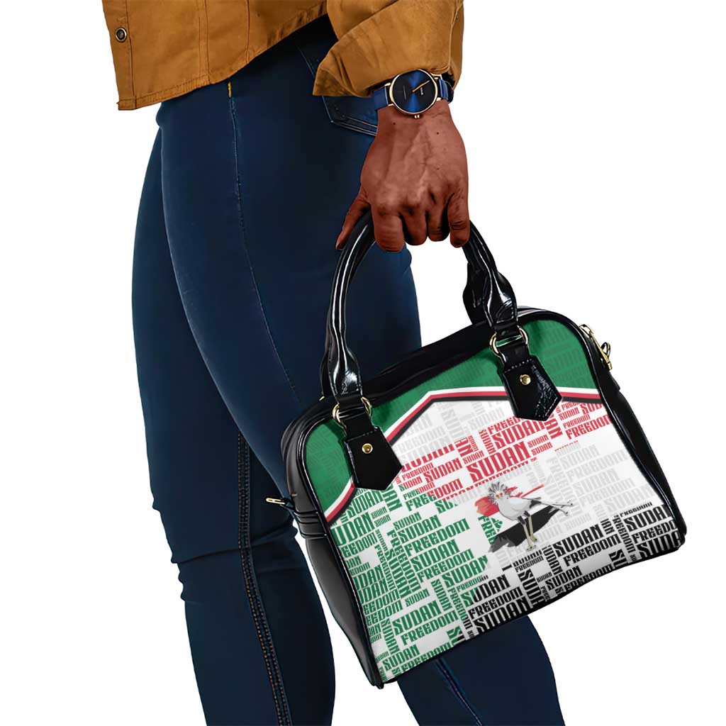 Sudan Shoulder Handbag Secretary Bird With Typography Patterns - African Pride