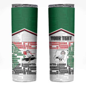 Personalized Sudan Skinny Tumbler Secretary Bird With Typography Patterns - African Pride