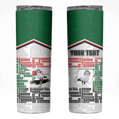 Personalized Sudan Skinny Tumbler Secretary Bird With Typography Patterns - African Pride