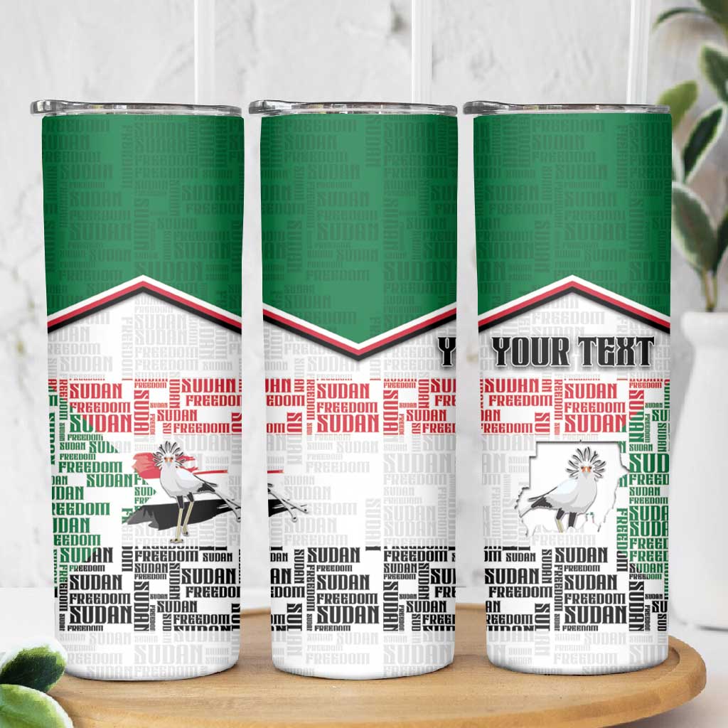 Personalized Sudan Skinny Tumbler Secretary Bird With Typography Patterns - African Pride