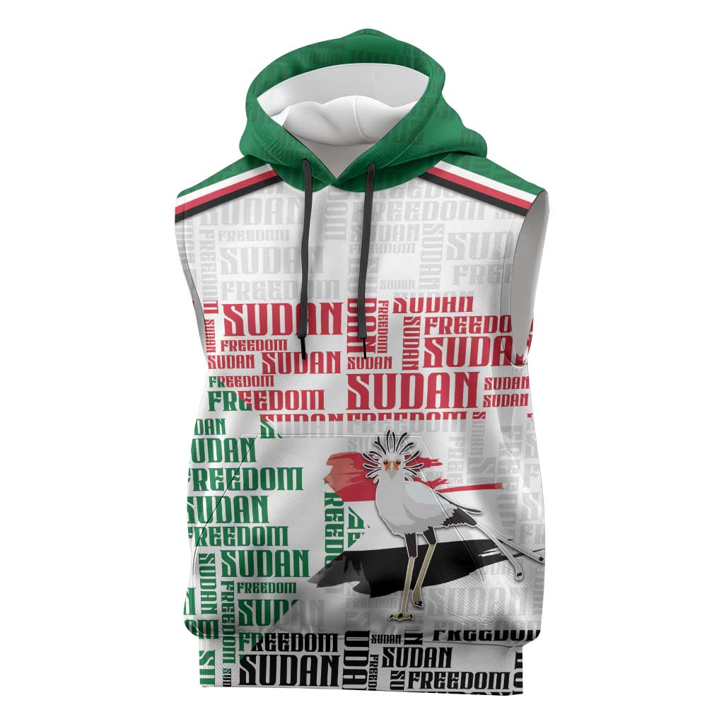 Personalized Sudan Sleeveless Hoodie Secretary Bird With Typography Patterns - African Pride