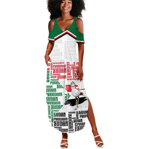 Personalized Sudan Summer Maxi Dress Secretary Bird With Typography Patterns - African Pride