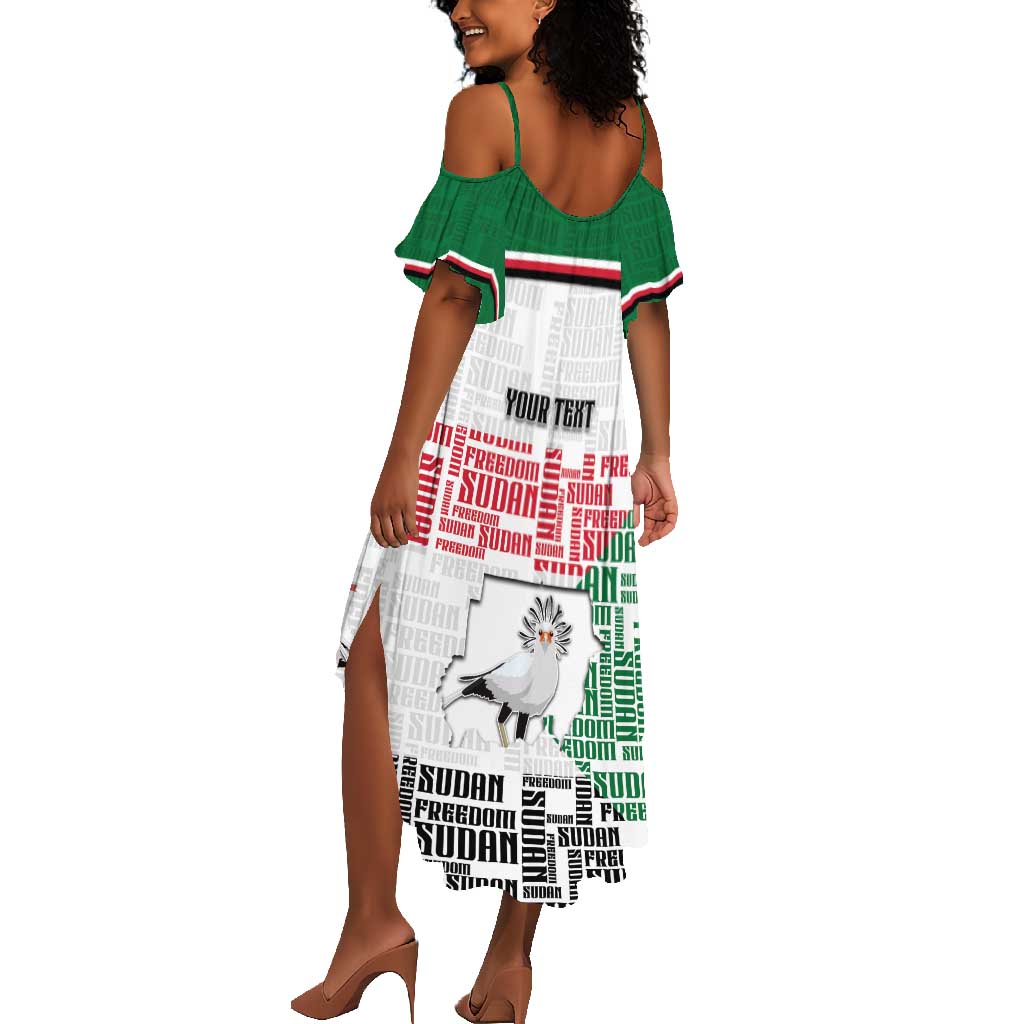 Personalized Sudan Summer Maxi Dress Secretary Bird With Typography Patterns - African Pride