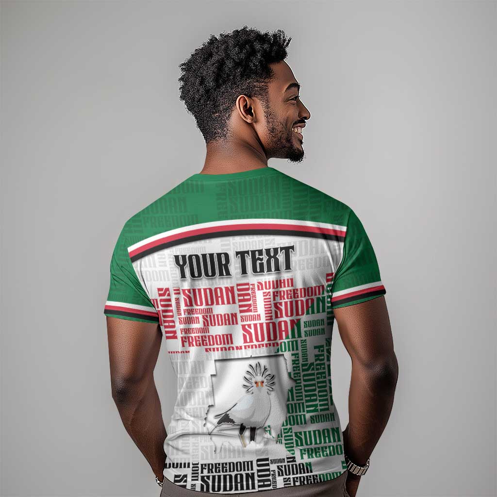 Personalized Sudan T shirt Secretary Bird With Typography Patterns - African Pride