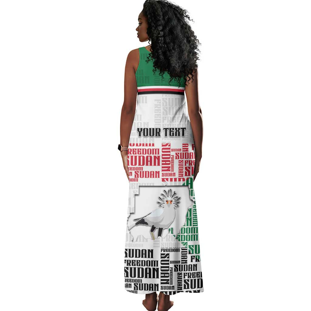 Personalized Sudan Tank Maxi Dress Secretary Bird With Typography Patterns - African Pride