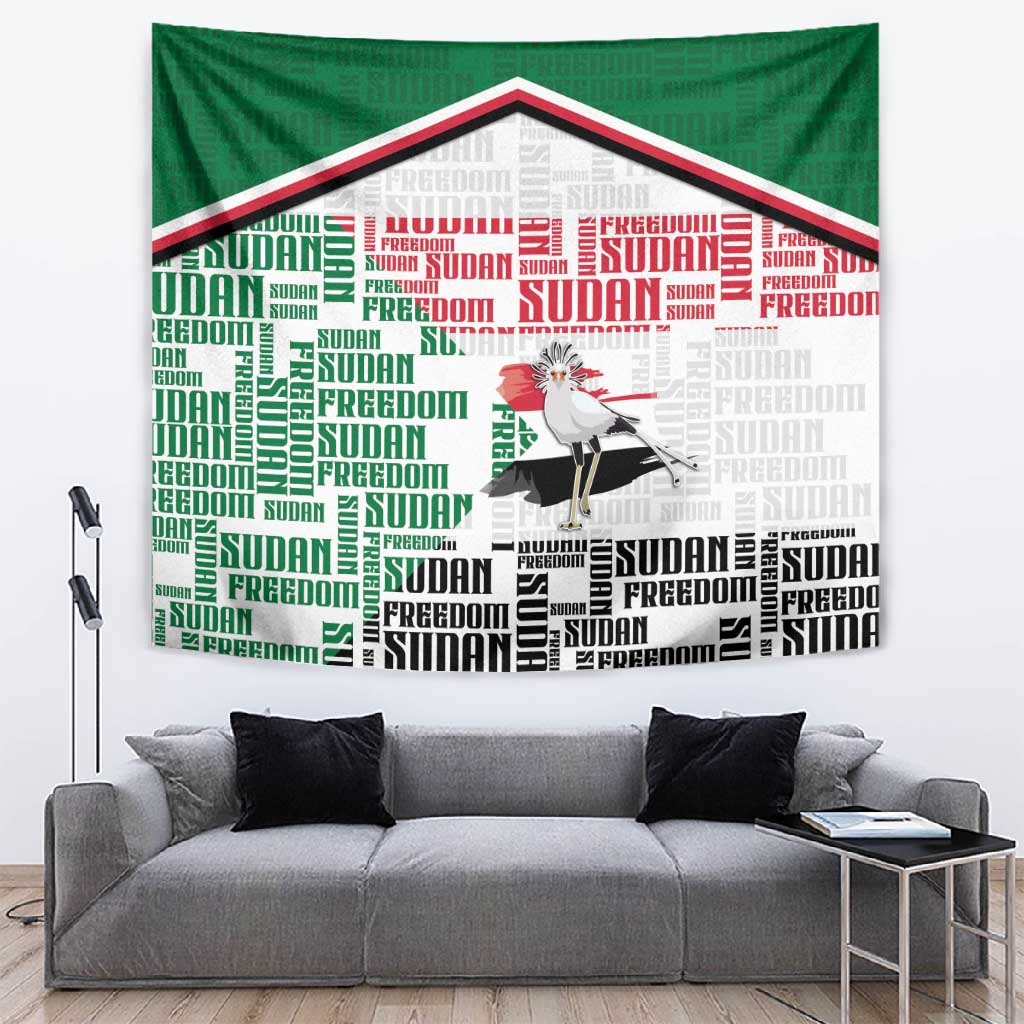 Sudan Tapestry Secretary Bird With Typography Patterns - African Pride