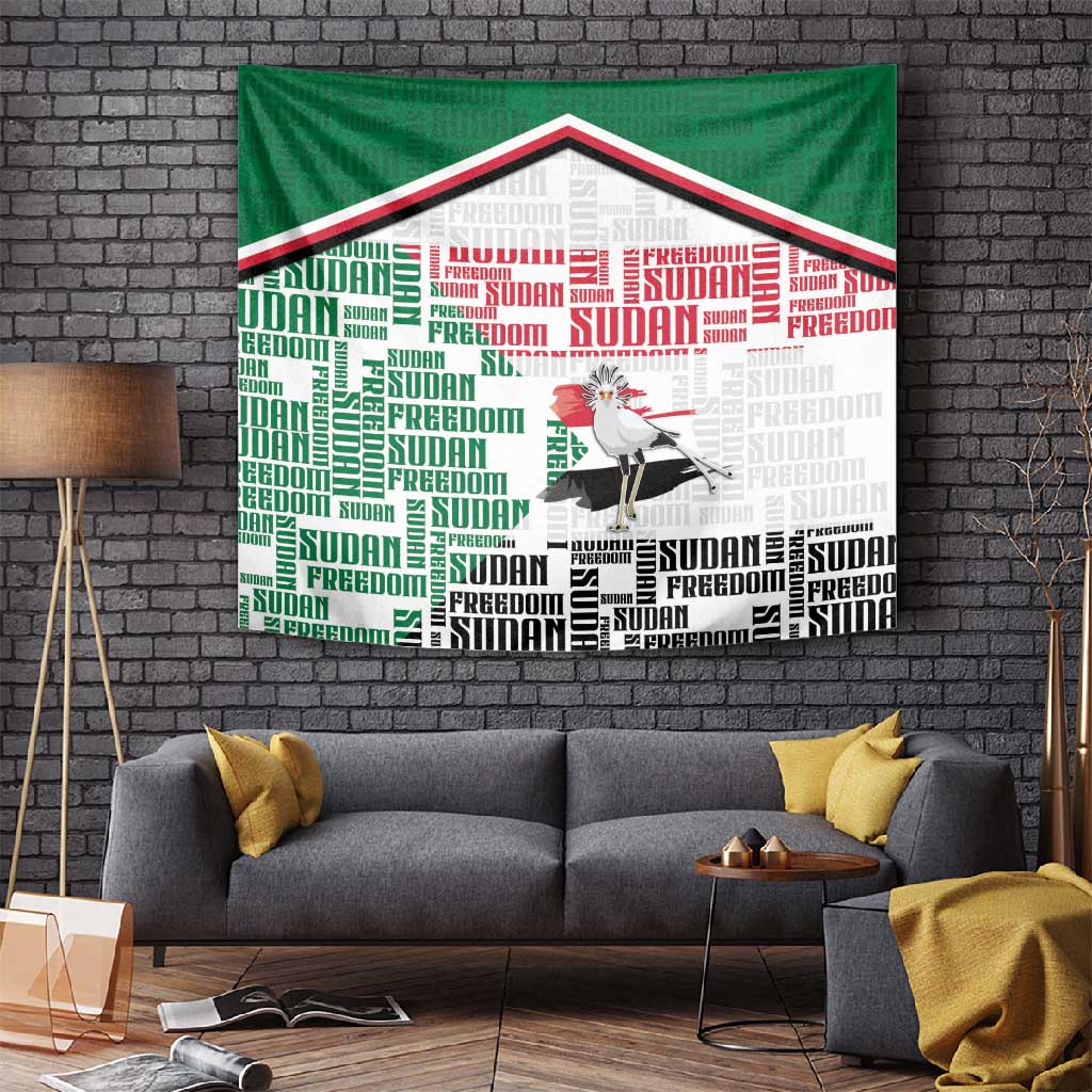 Sudan Tapestry Secretary Bird With Typography Patterns - African Pride