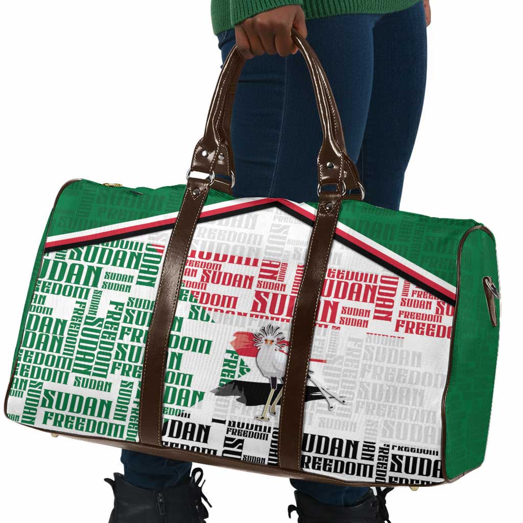 Sudan Travel Bag Secretary Bird With Typography Patterns - African Pride