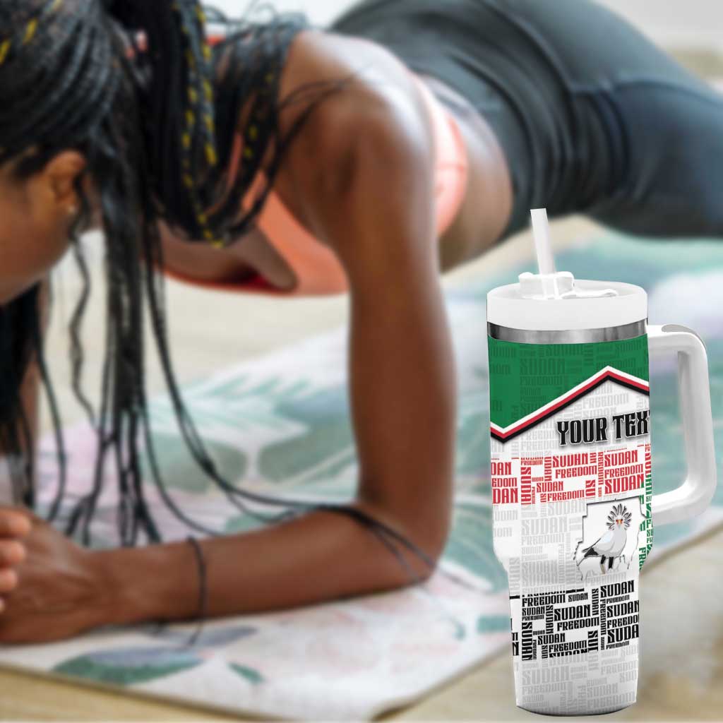 Personalized Sudan Tumbler With Handle Secretary Bird With Typography Patterns - African Pride