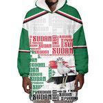 Personalized Sudan Wearable Blanket Hoodie Secretary Bird With Typography Patterns - African Pride