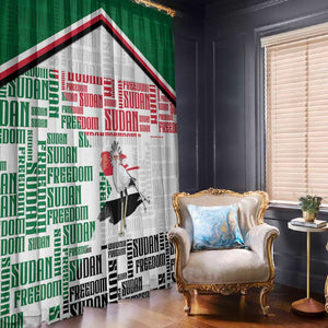 Sudan Window Curtain Secretary Bird With Typography Patterns - African Pride