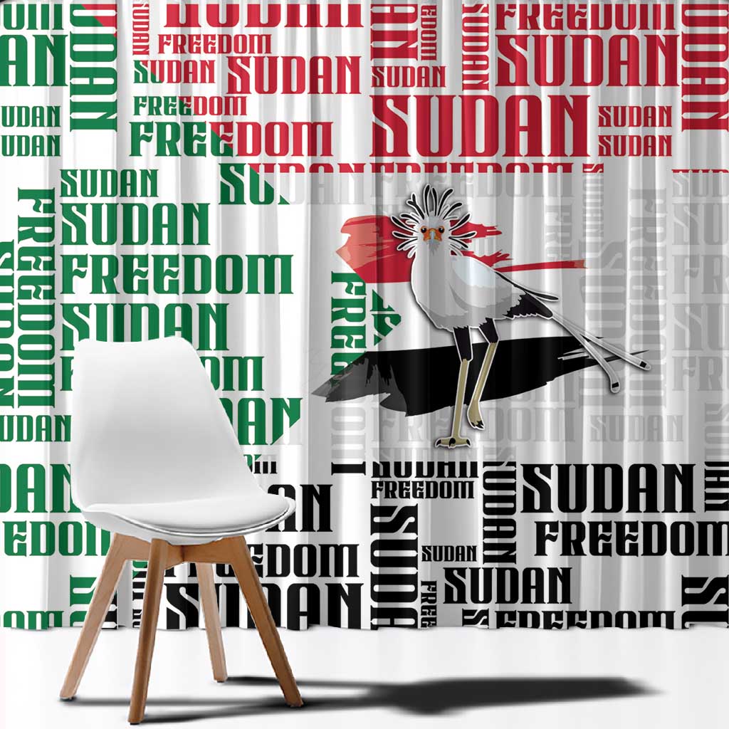 Sudan Window Curtain Secretary Bird With Typography Patterns - African Pride