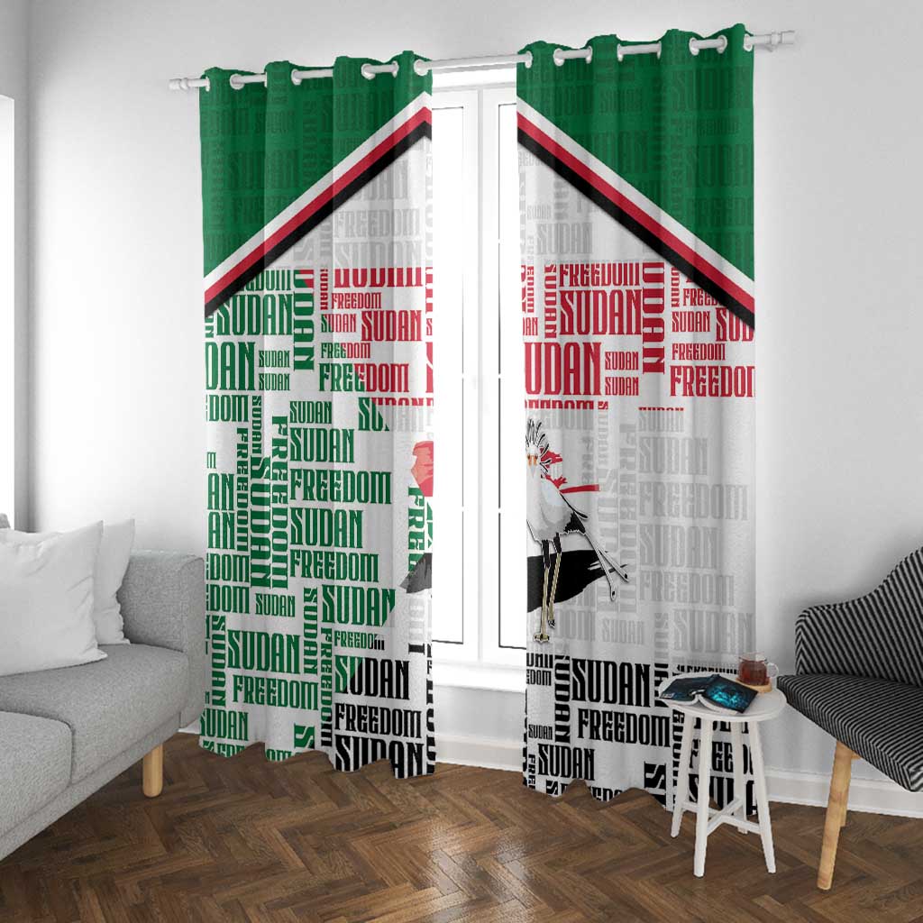 Sudan Window Curtain Secretary Bird With Typography Patterns - African Pride