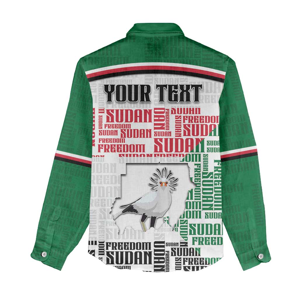 Personalized Sudan Women Casual Shirt Secretary Bird With Typography Patterns - African Pride