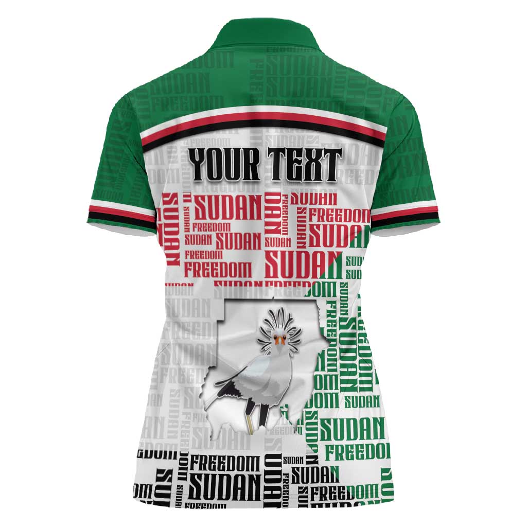 Personalized Sudan Women Polo Shirt Secretary Bird With Typography Patterns - African Pride