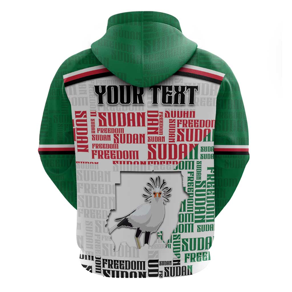 Personalized Sudan Zip Hoodie Secretary Bird With Typography Patterns - African Pride