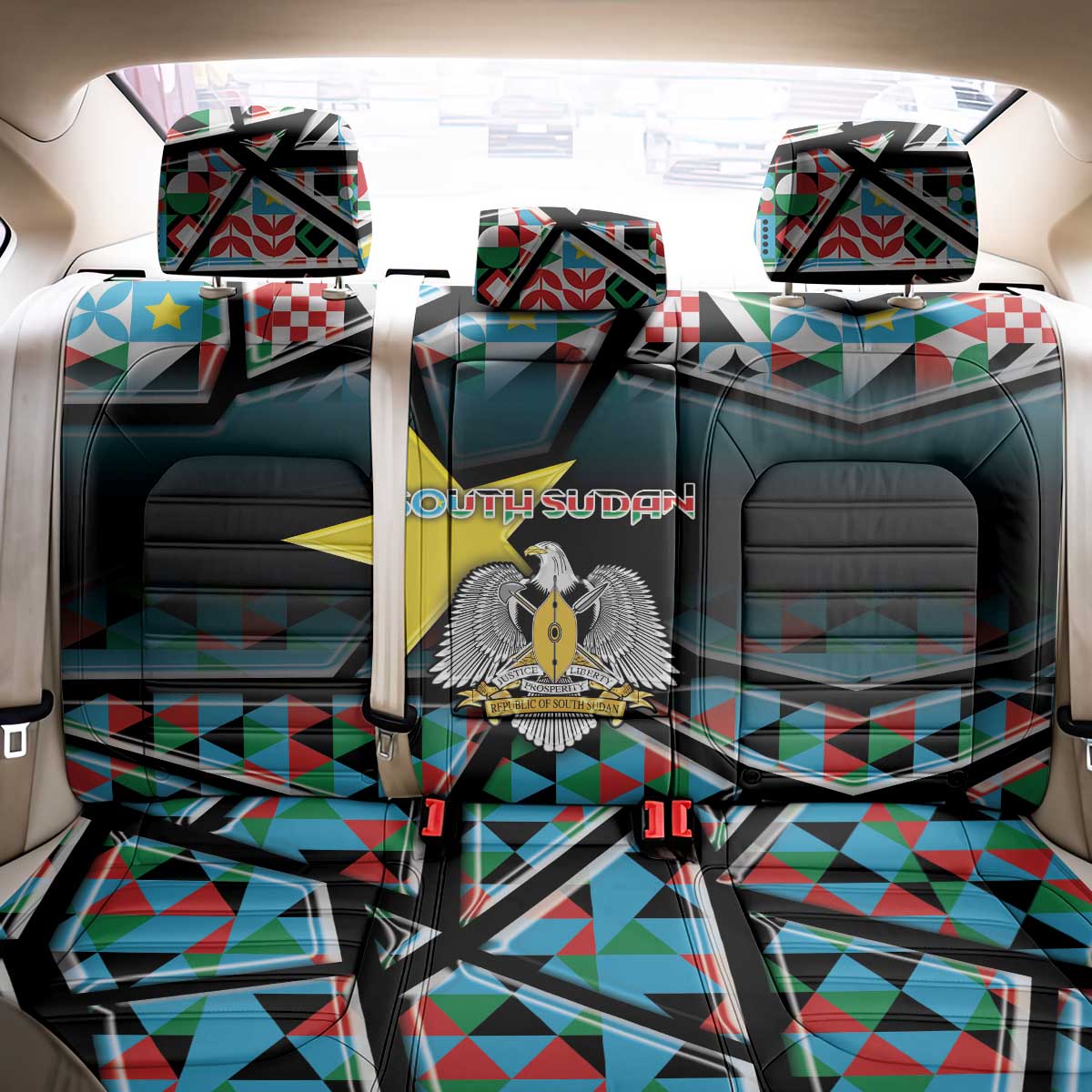 South Sudan Back Car Seat Cover Geometric African Patterns - African Pride
