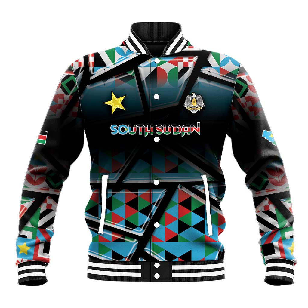 Custom South Sudan Baseball Jacket Geometric African Patterns - African Pride